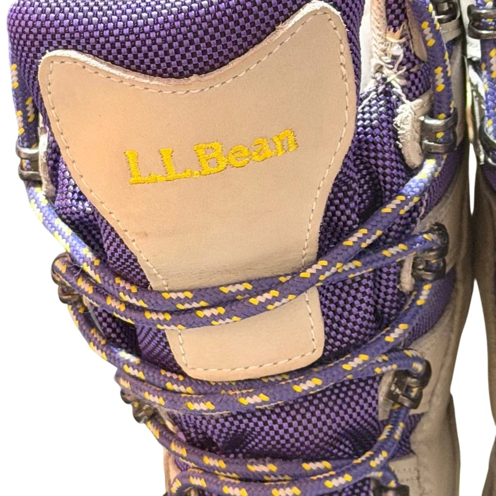 LL Bean Wildcat Winter Boots Women 9 Cream Purple Leather Waterproof TEK2.5 Boot